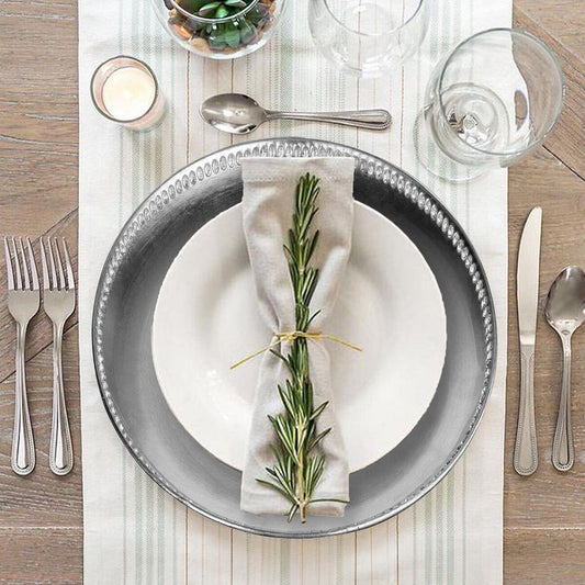 Set of Four 33cm Dia Radiance Silver Decorative Chargers | Radiance