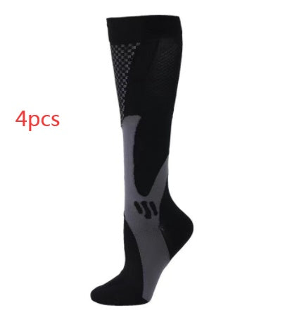 Compression Long Tube Sports Socks | Anti-Fatigue Elastic Athletic Socks for Running, Cycling & Gym | Men & Women | S–7XL