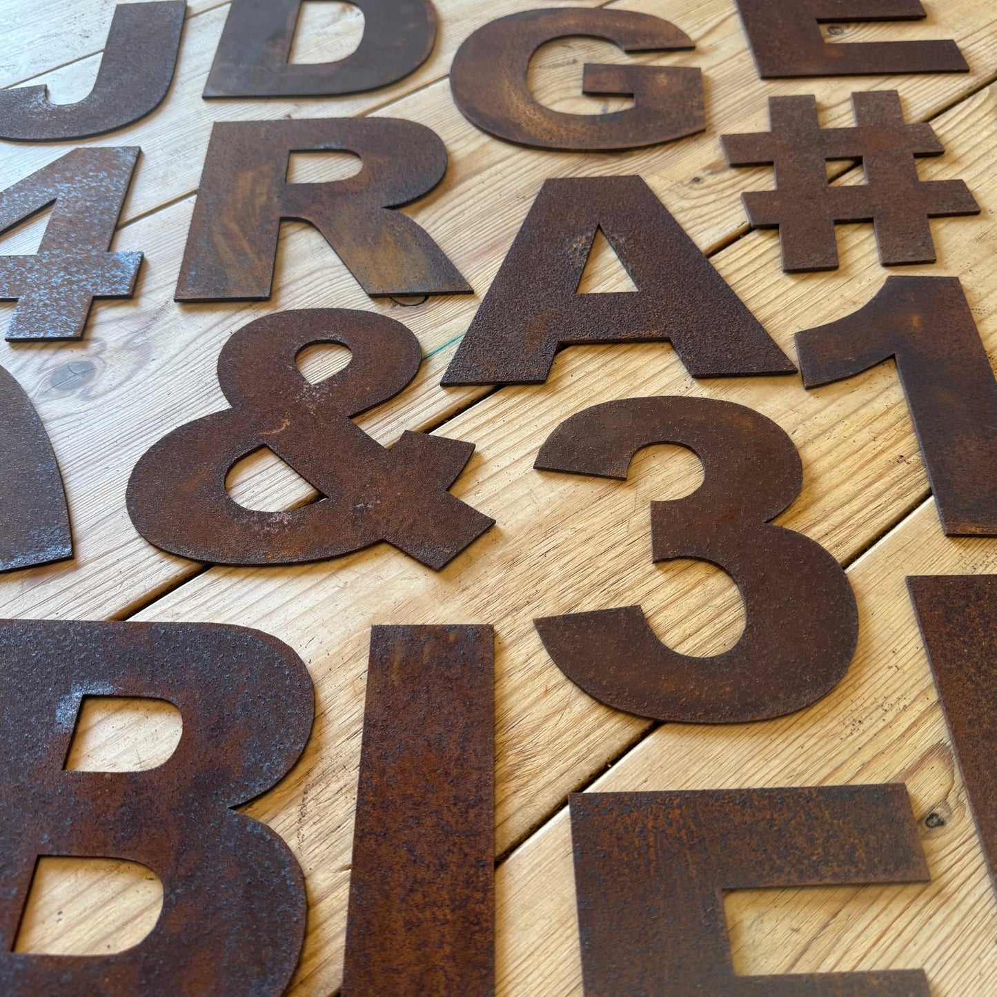 5” Rusty Metal Alphabet Letters A–Z | Fat Font Steel Lettering