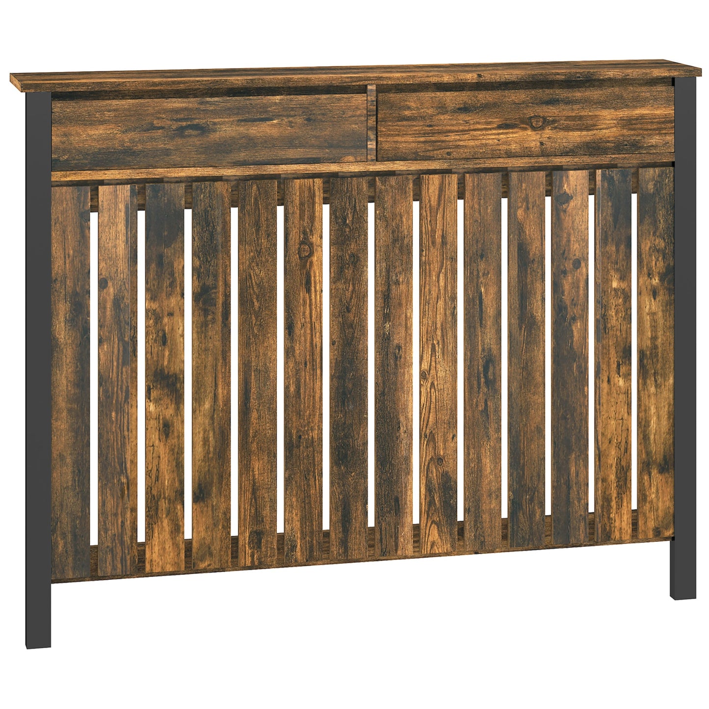 HOMCOM Small Radiator Cover with Drawer and Vertical Slats 88.5 x 19 x 93cm