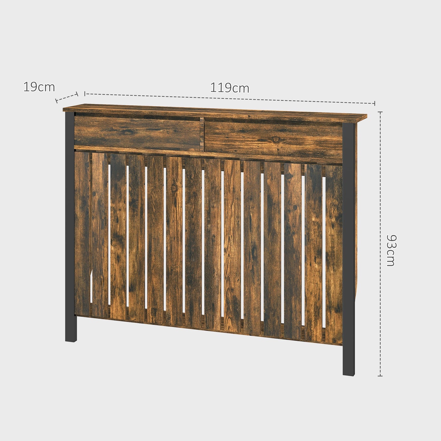HOMCOM Small Radiator Cover with Drawer and Vertical Slats 88.5 x 19 x 93cm