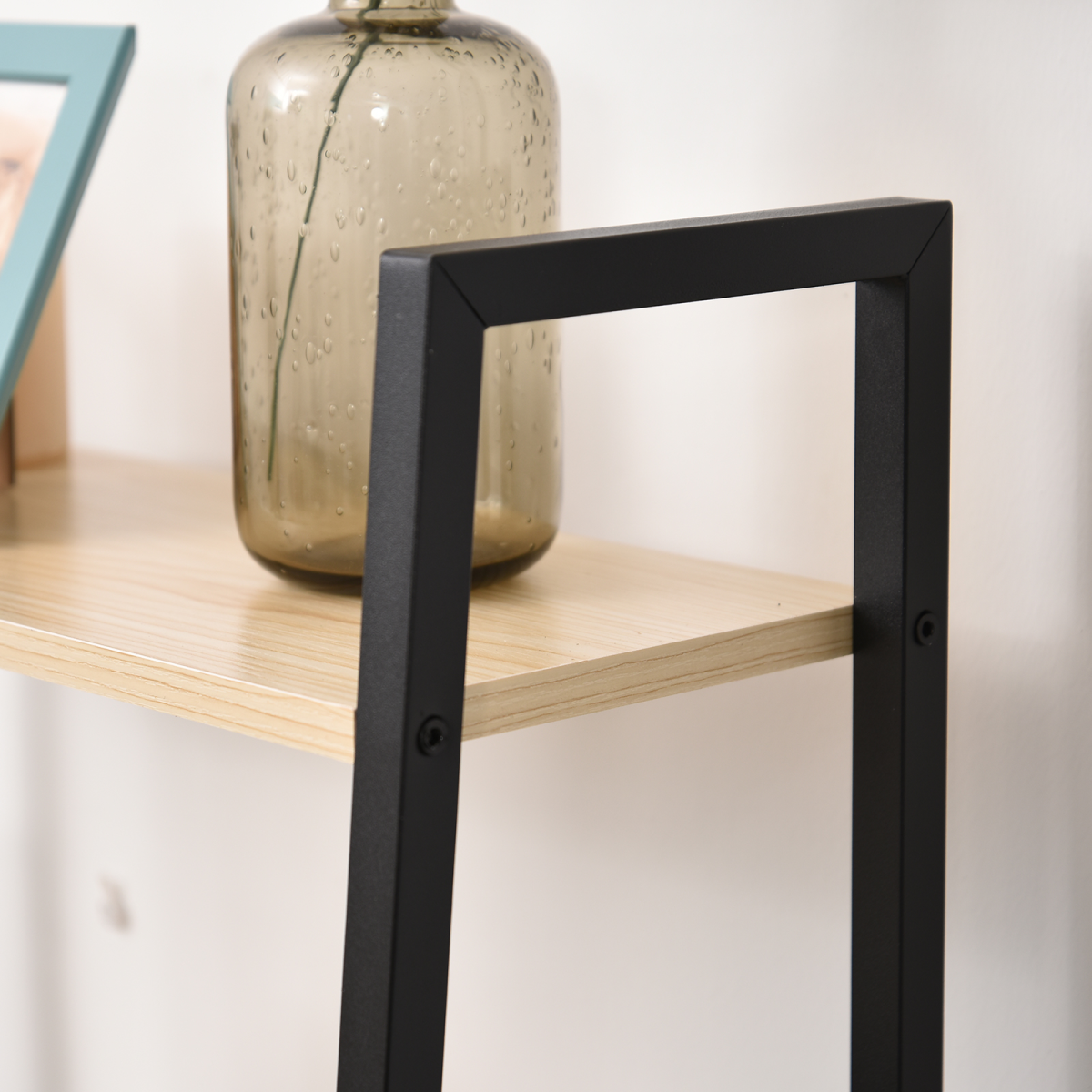 4-Tier Minimalistic Ladder Shelf Unit Steel Frame Home Display Storage
