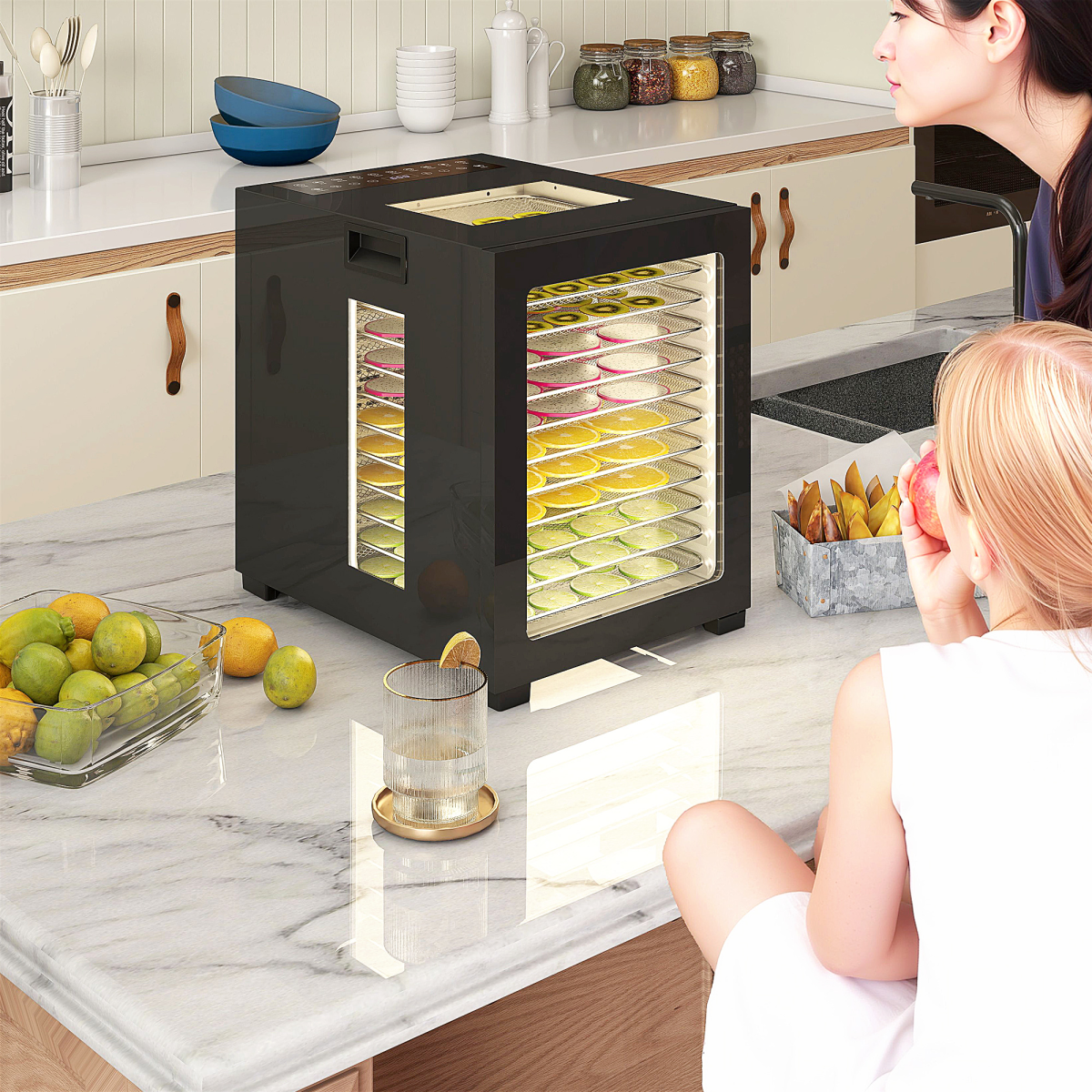 HOMCOM Food Dehydrator with 12 Stainless Steel Tray, 850W Food Dryer Machine
