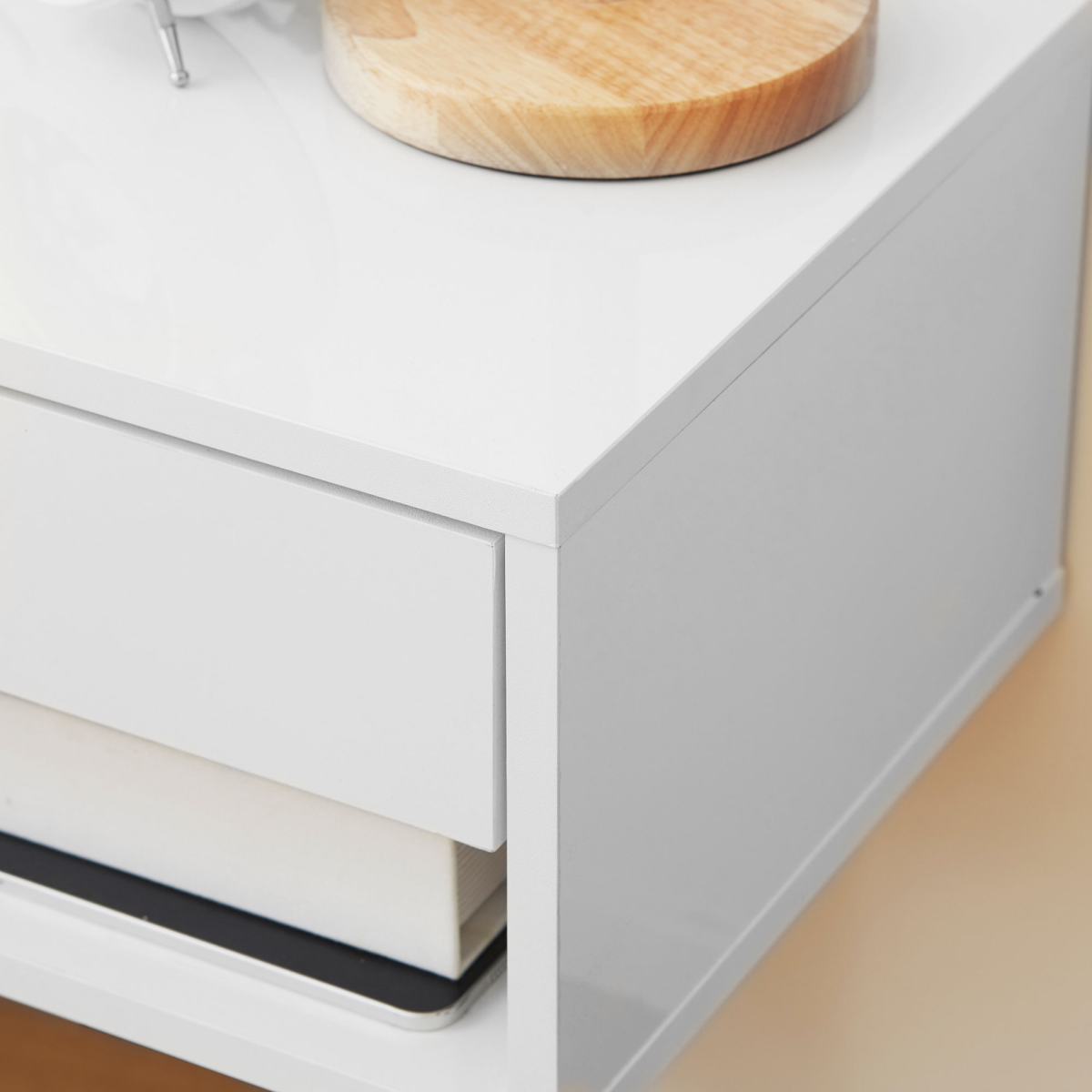 HOMCOM Floating Bedside Table Set of 2 Wall Mounted Nightstand W/ Drawer White