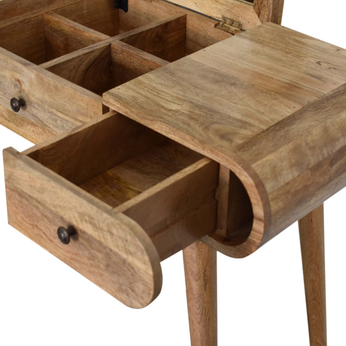 Artisan Furniture Solid Mango Wood Oak-ish Round Dressing Table 100x80x40 cm