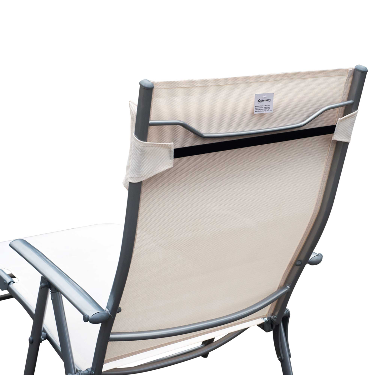 Outsunny Sun Lounger Recliner Foldable 7 Levels Texteline Cream White