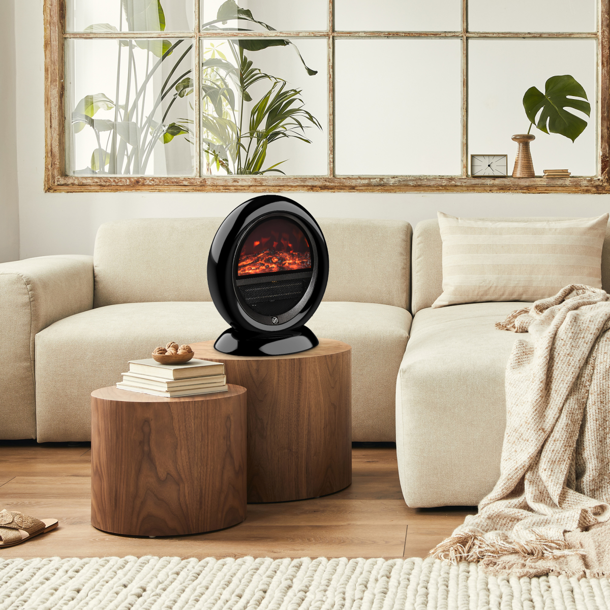 Free standing Electric Fireplace Heater  Rotatable Head Overheating Protection
