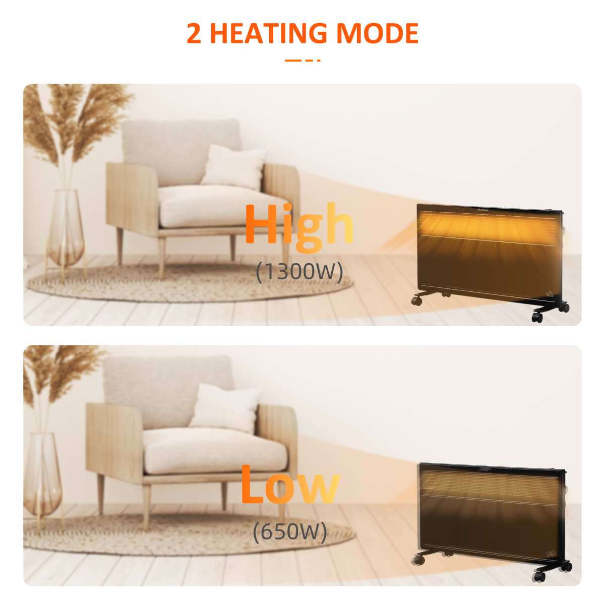 Convector Radiator Heater Freestanding or Wall-mounted Portable Electric Heating