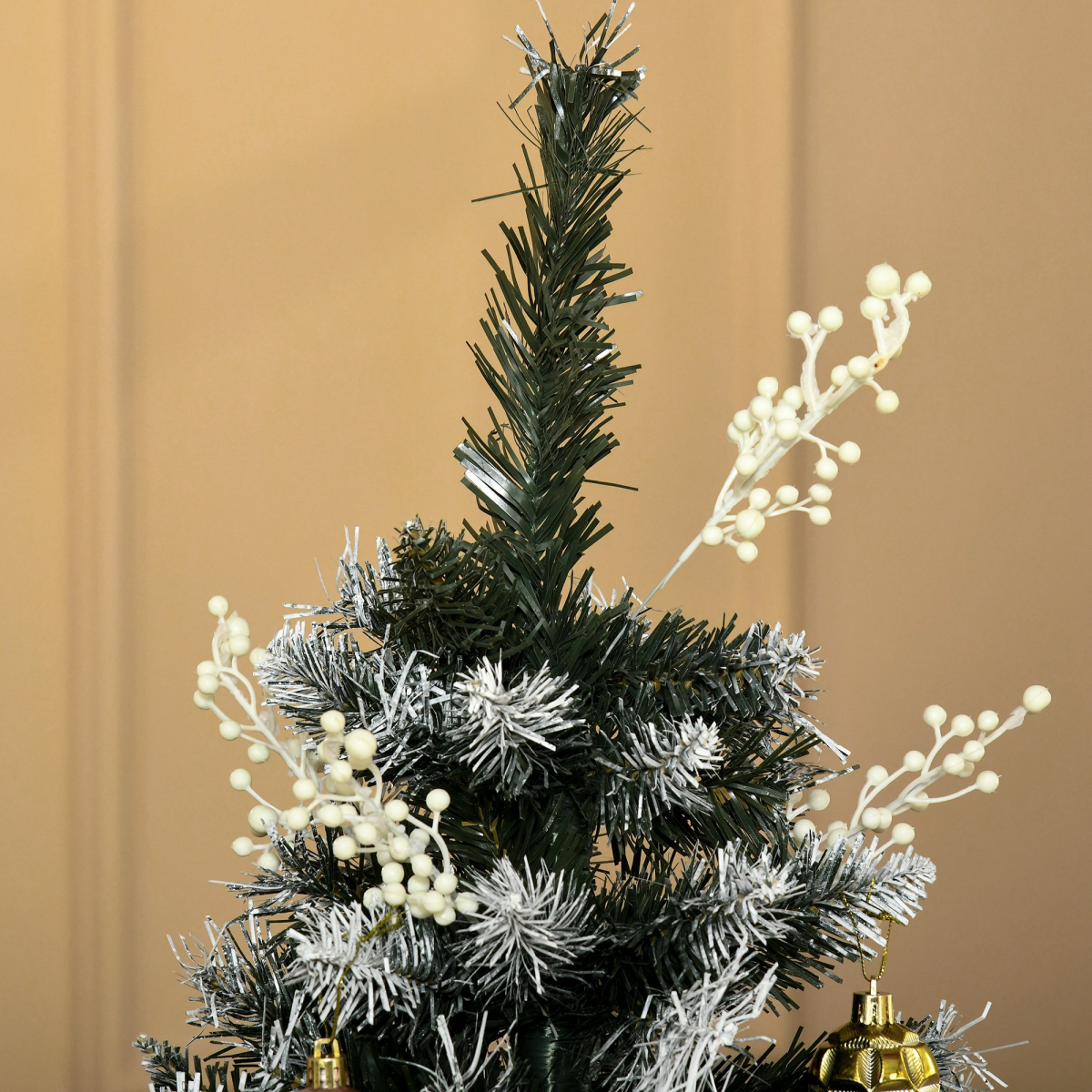 5FT Artificial SnowDipped Christmas Tree White Berries Star Topper Branch Green
