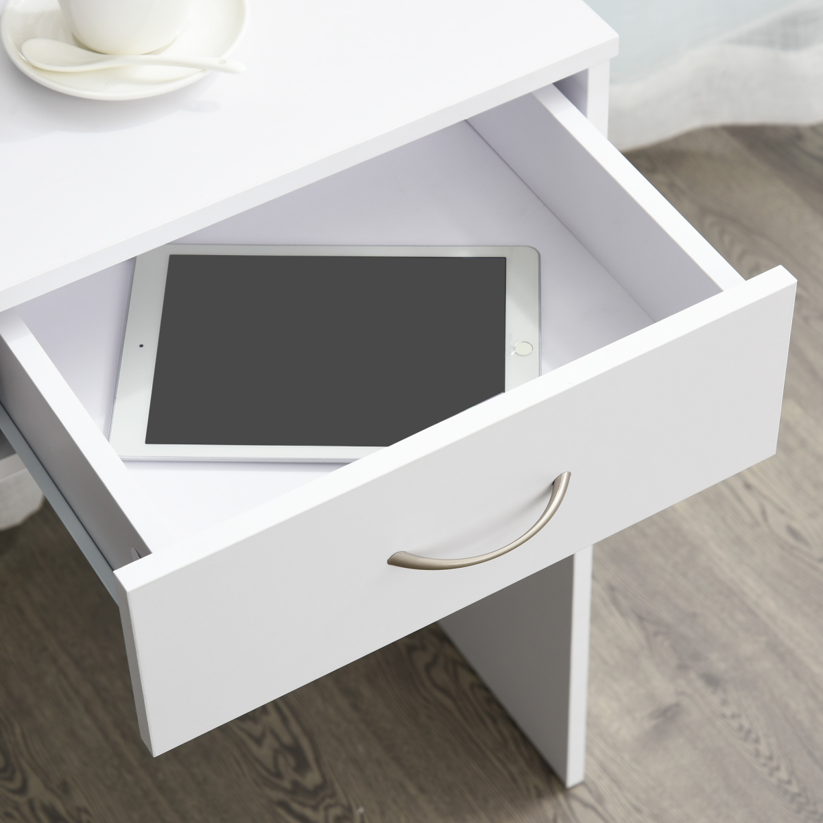 Modern Computer w/ Shelf Drawer Standing Writing Station White