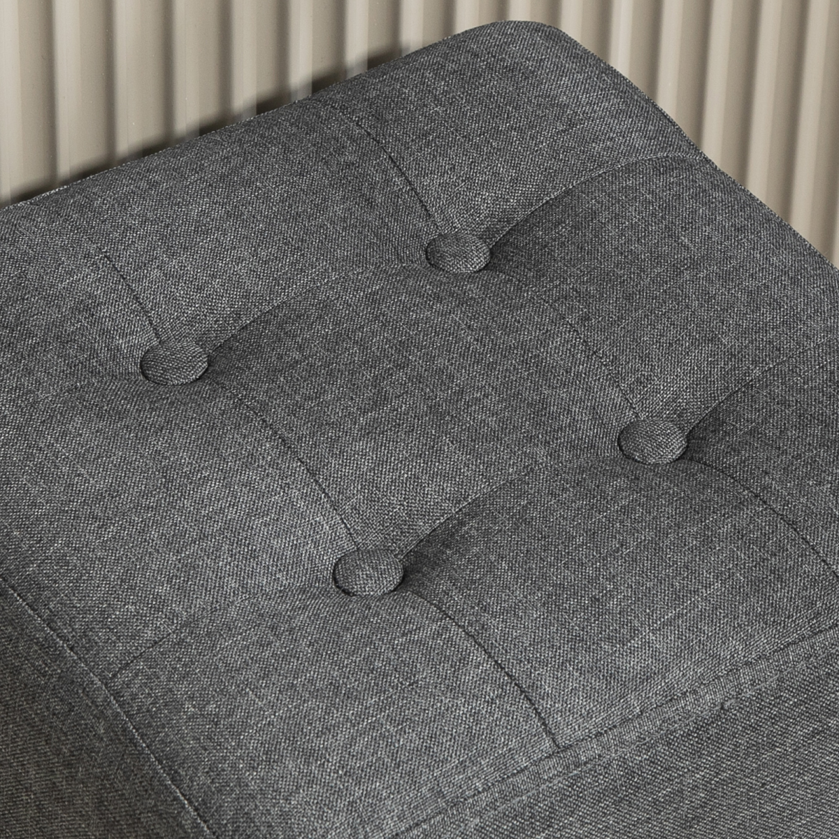 HOMCOM Small Footstool Square Ottoman with Padded Seat for Living Room Grey