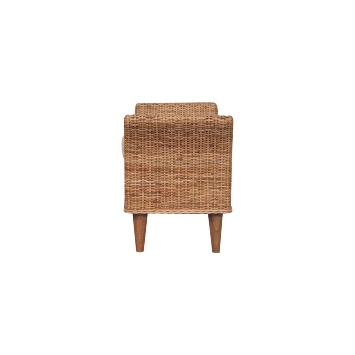 Artisan Furniture Solid Wood Upholstered Riviera Woven Bench, Cream & Beige