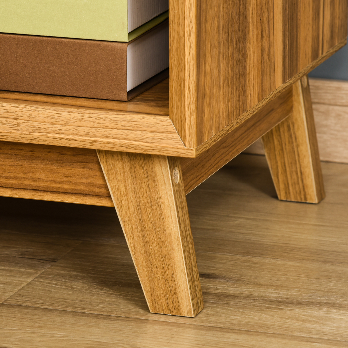 HOMCOM Bedside Table Storage Organizer Side Table  Drawer and Shelf Bedroom