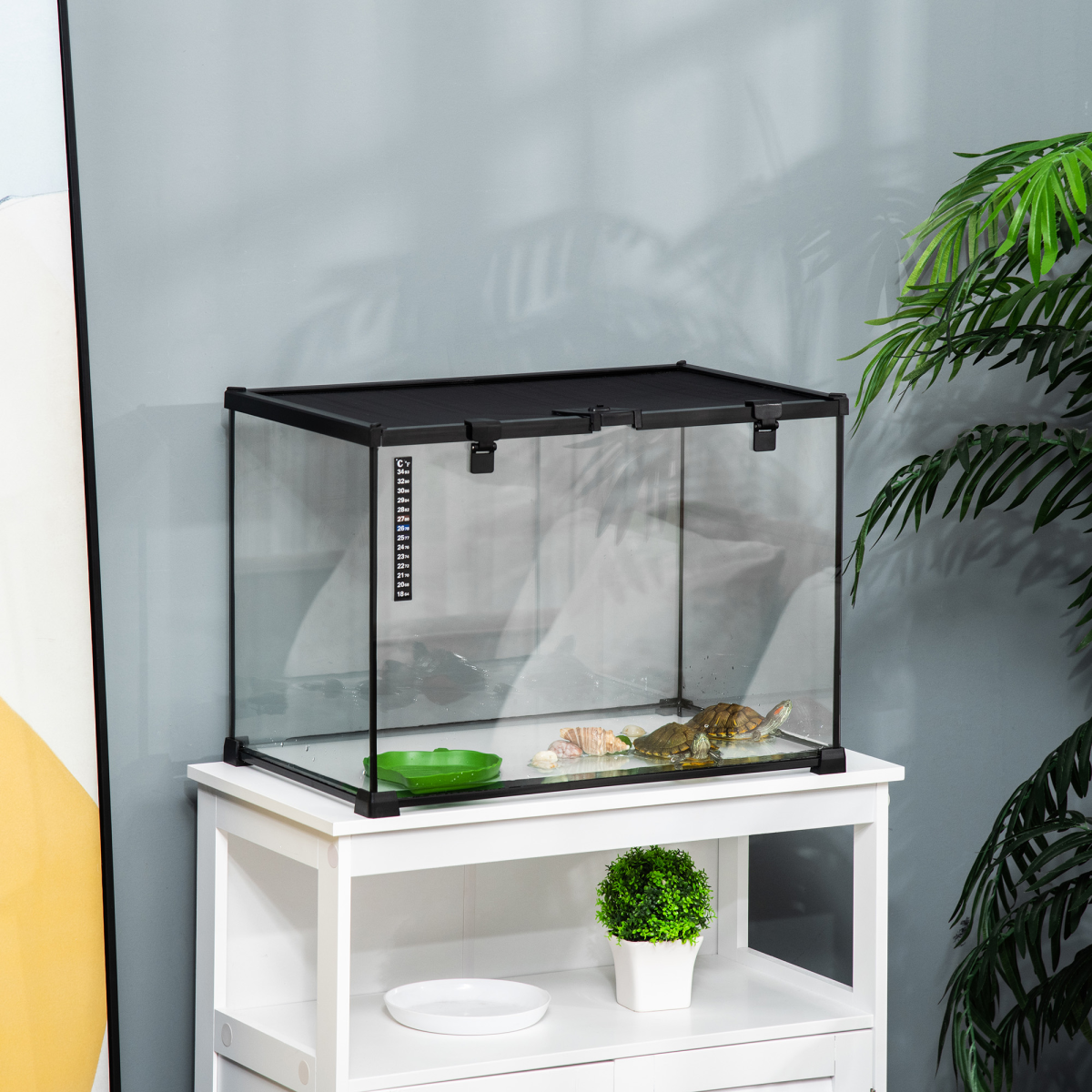 50 x 30 x 35 cm Reptile Terrarium for Lizards, Horned Frogs, Snakes, Black