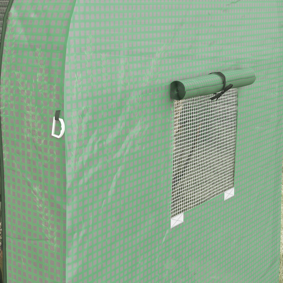 Outsunny Tomato Greenhouse with 2 Roll-up Doors and 4 Mesh Windows, Green