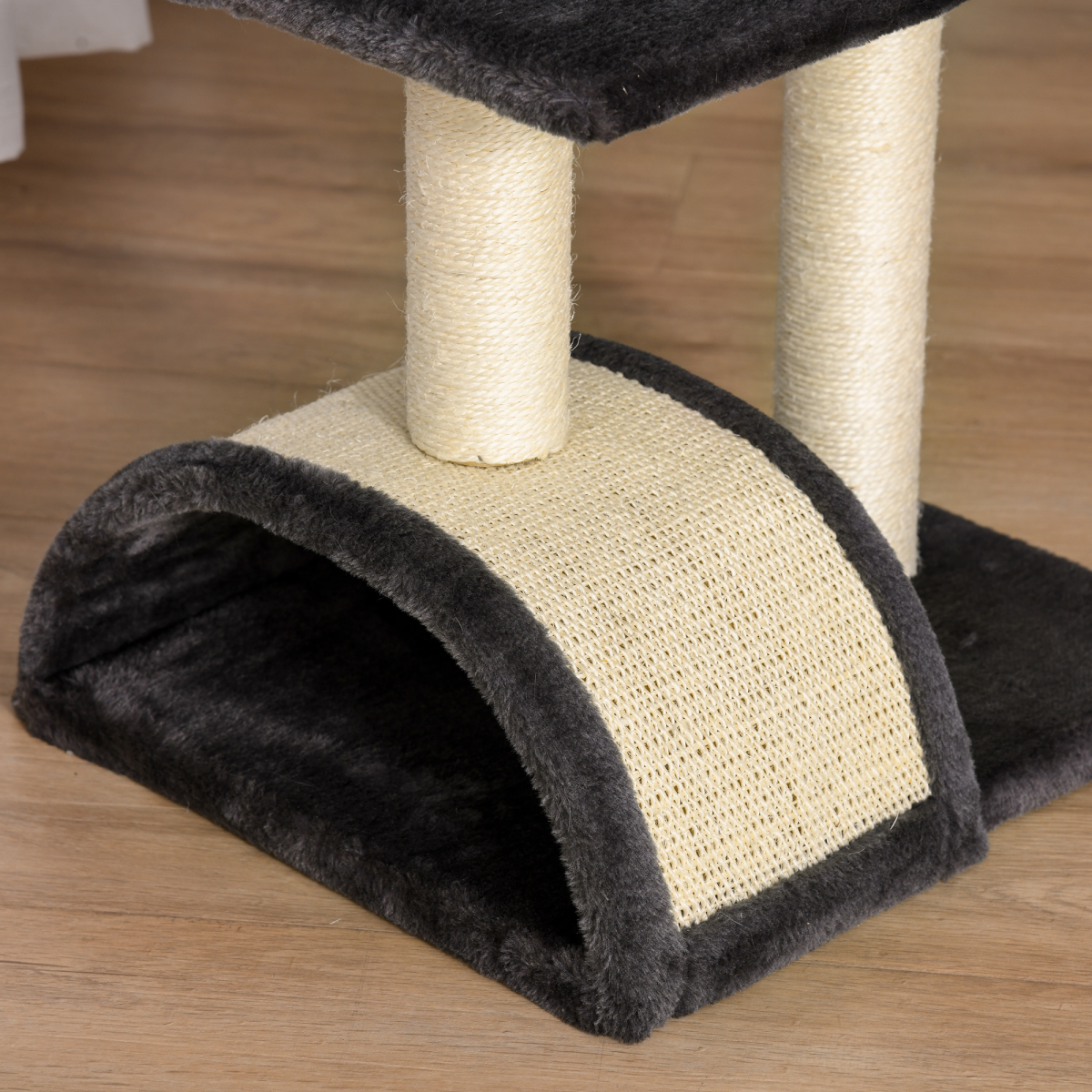 Cat Tree Activity Center Scratching Posts Sisal Arc Hanging Ball Grey Pawhut