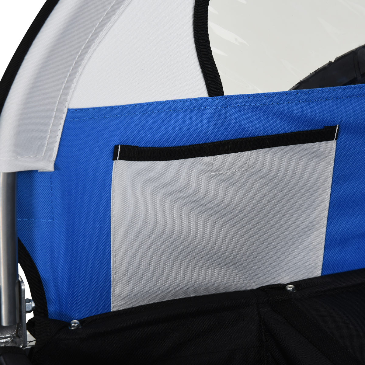 18m+ 2-Seat Child Bike Trailer for Kid w/ Steel Frame Seat Belt Blue