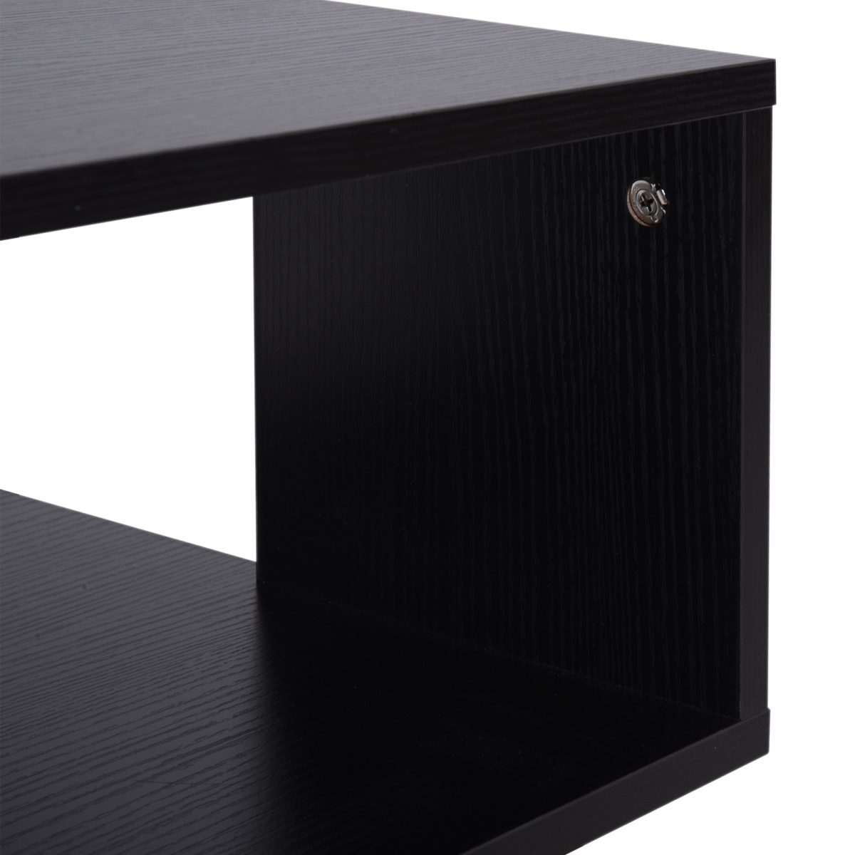 Modern Square 2 Tier Wood Coffee Side Table Storage Shelf Rack Black