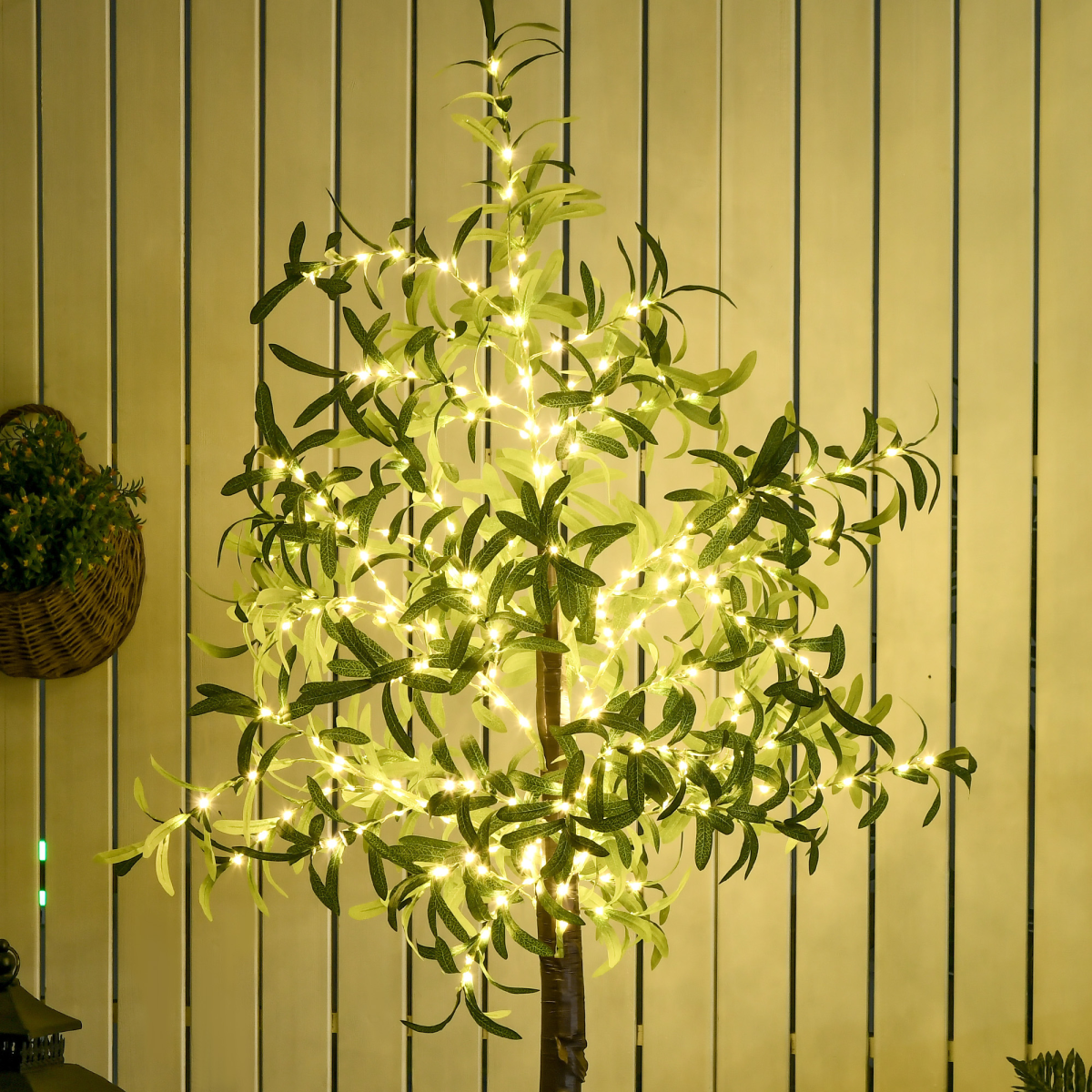 HOMCOM 180cm Olive Tree Light w/ 300 Warm White LED Lights Artificial Tree