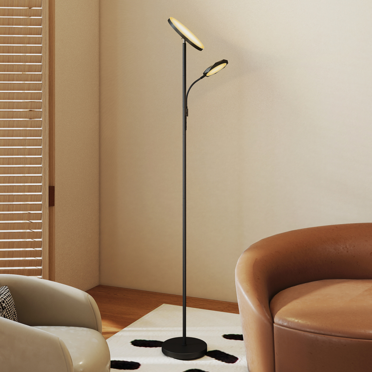 HOMCOM Floor Lamp for Living Room, Standing Lamp with 4 Scene Modes, Black