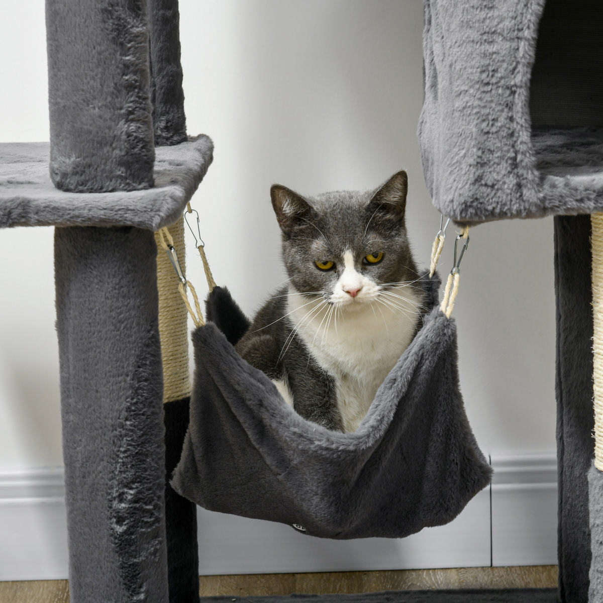 PawHut 177cm Cat Tree for Indoor Cats, Modern Cat Tower with Hammock - Dark Grey