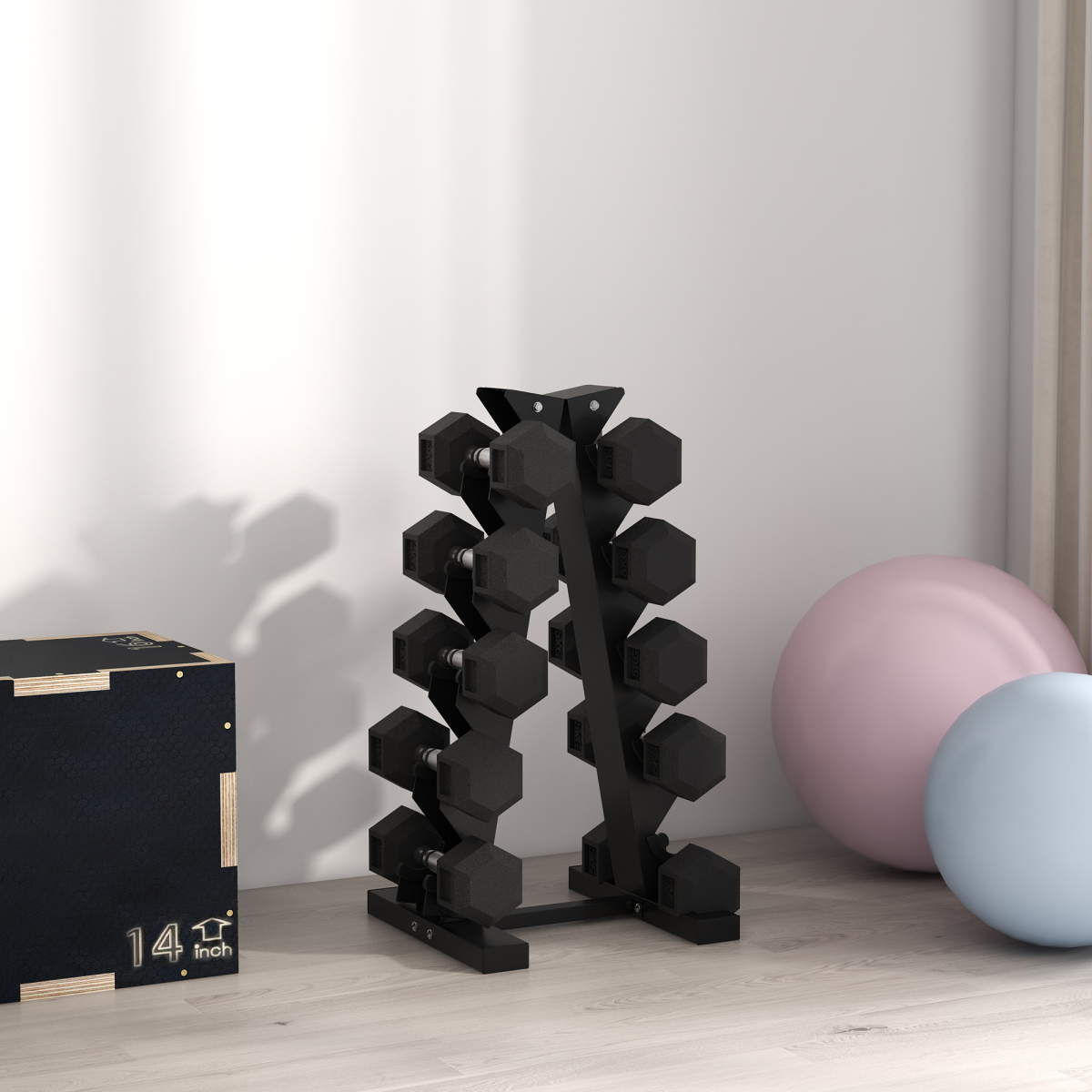 Hexagonal Dumbbells Kit Weight Lifting Exercise for Home Fitness 2x5kg HOMCOM