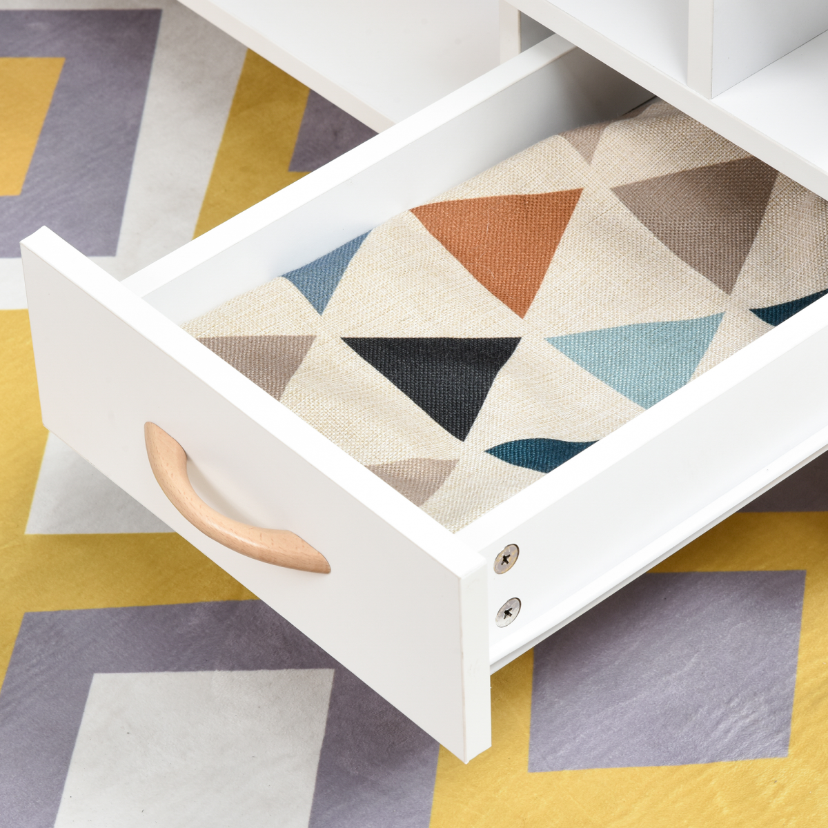 Coffee Table with Storage, Sofa Side Table with Shelf & Drawer White