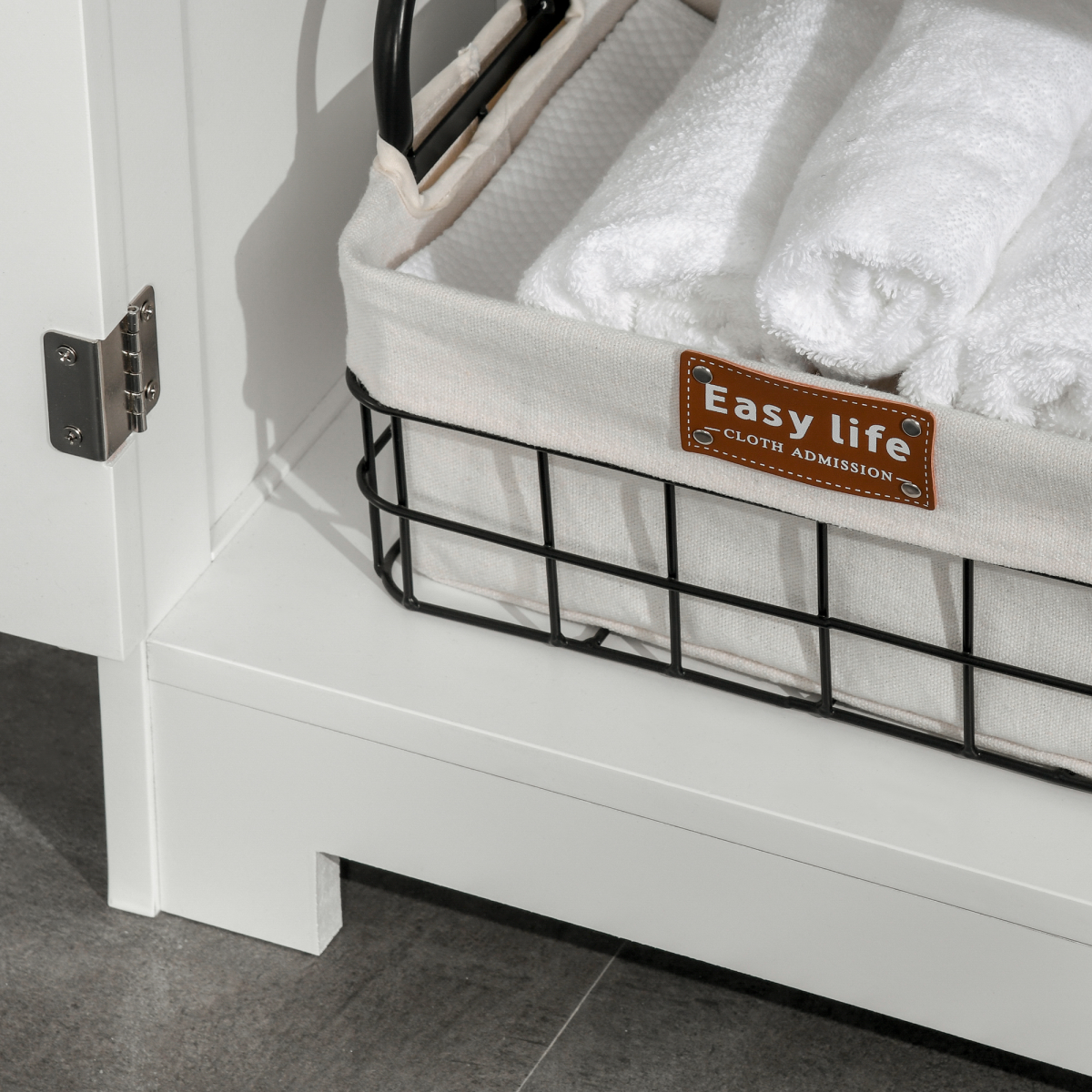 Bathroom Floor Cabinet  2 Drawers Adjustable Shelf White Removable