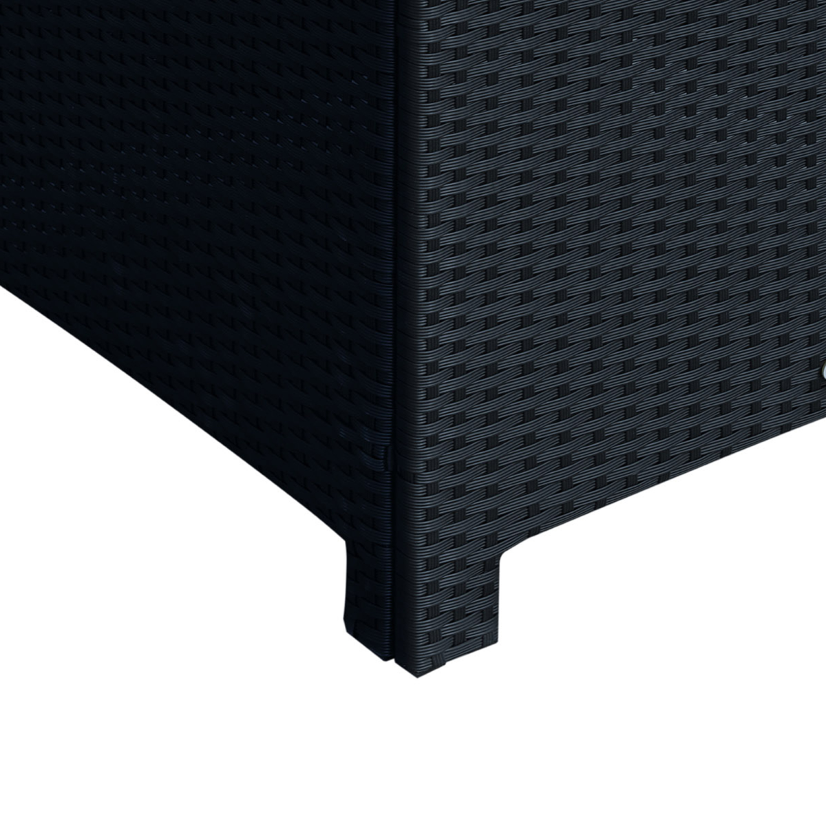 Outsunny Rattan Side Table Patio Frame Tempered Glass Outdoor Wicker-Black