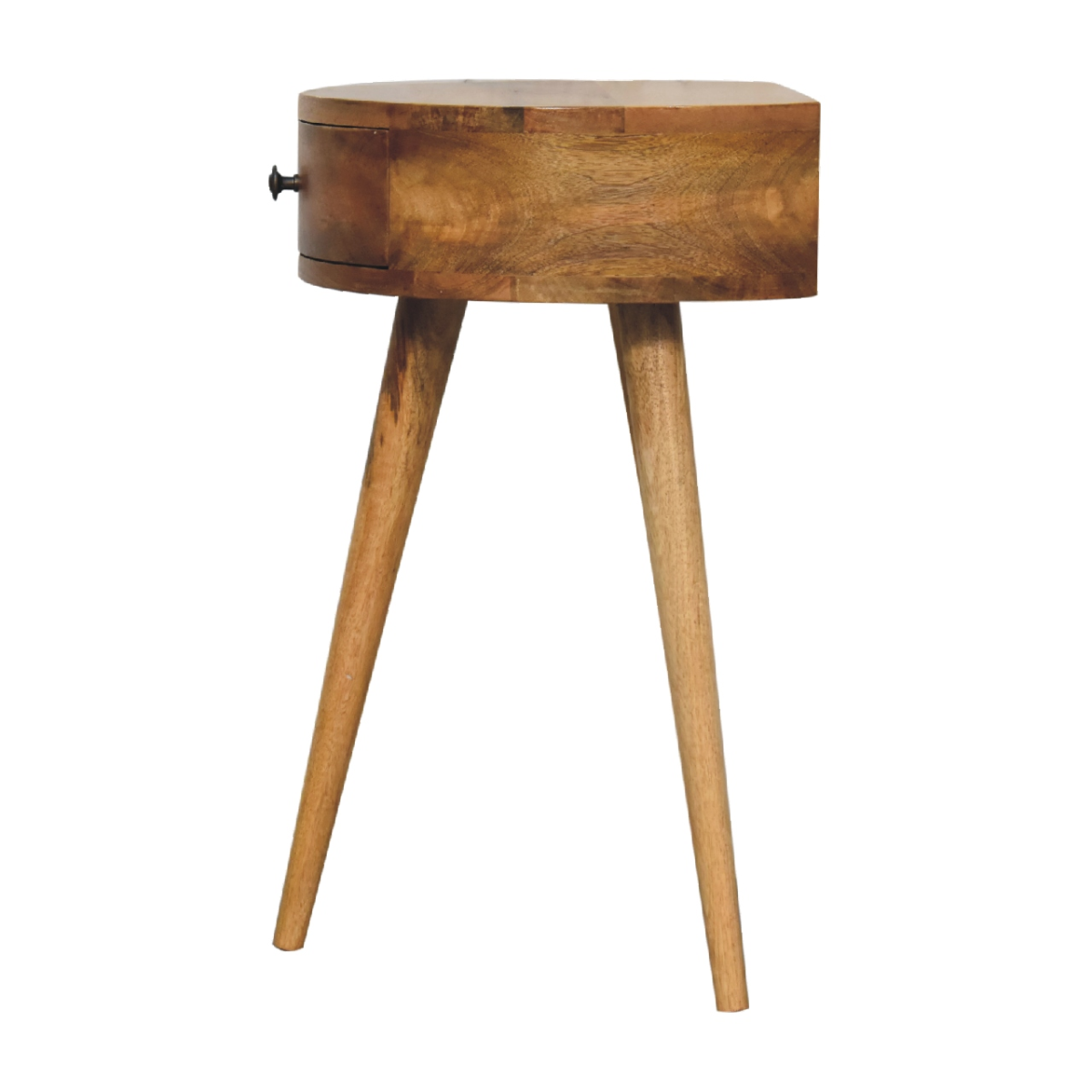 Artisan Furniture Solid Wood Mini Oak-ish Circular Shape Bedside