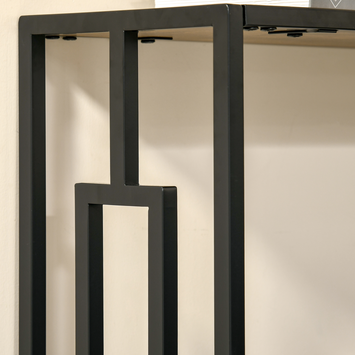 Industrial Console Table Desk with Metal Frame Rustic Brown Black