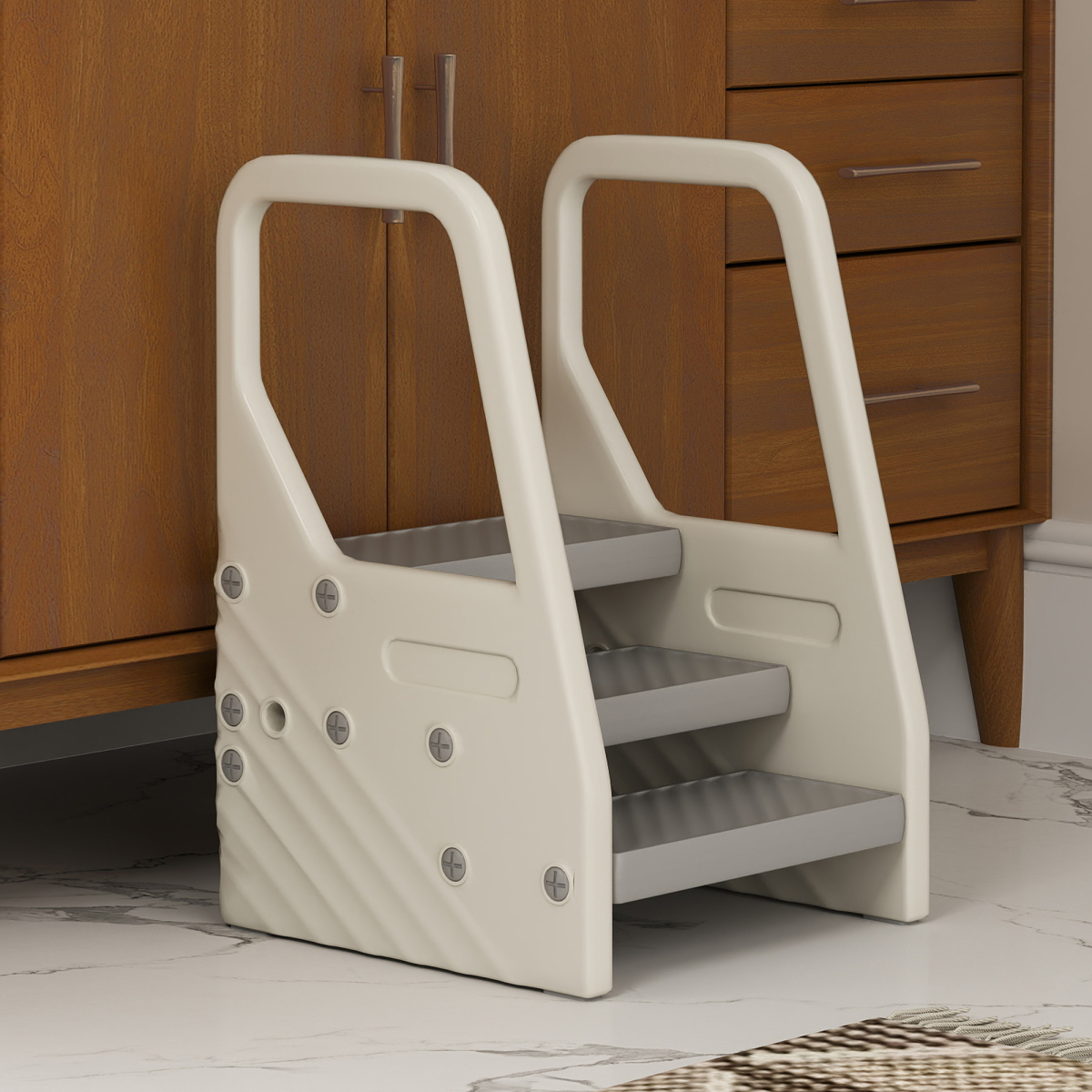 AIYAPLAY Toddler Tower, Adjustable 3 Step Kitchen Stool Helper for 2-5 Years