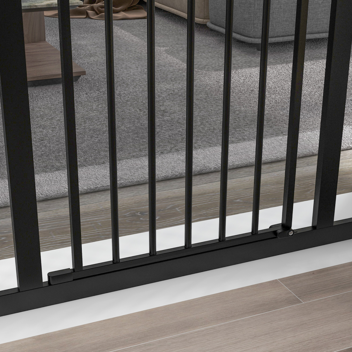 PawHut 74-100cm Adjustable Metal Pet Gate Safety Barrier w/ Auto-Close Black