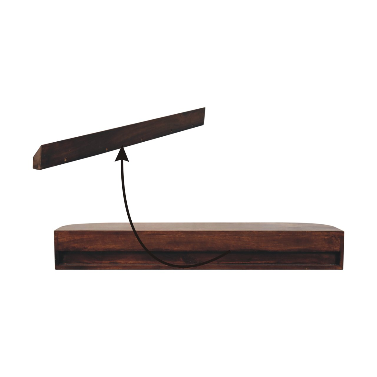 Artisan Furniture Solid Wood Lunar Wall Mounted Chestnut Console, 2 Drawers, Open Slot