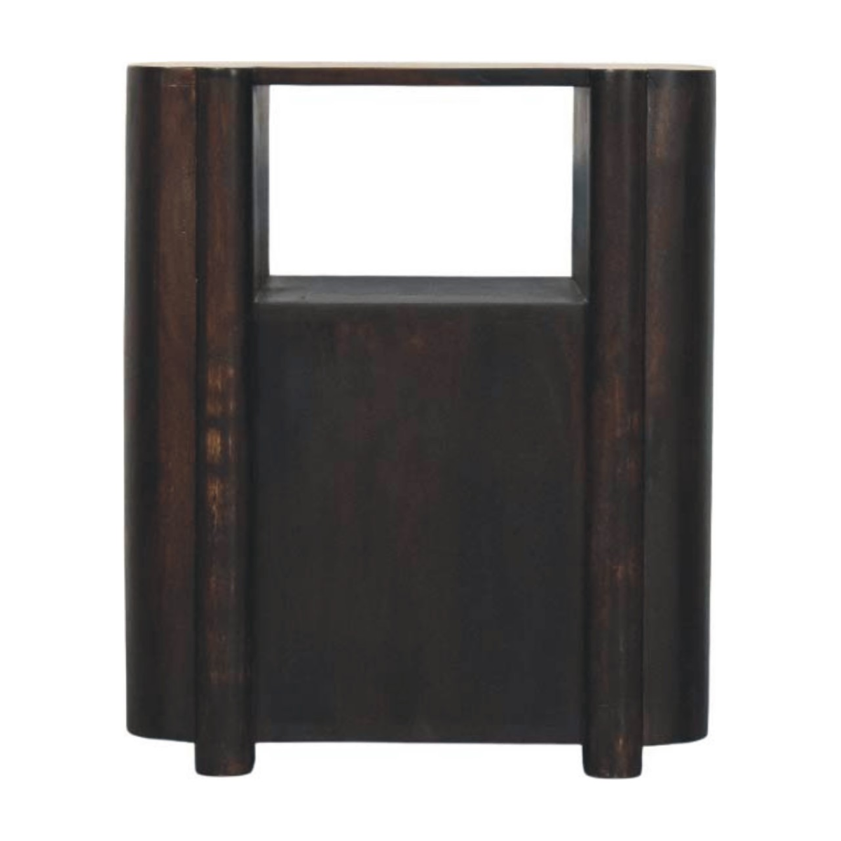 Artisan Furniture Solid Wood Rattan Curve Edge Nightstand, 2 Drawers, 1 Shelf, Brown