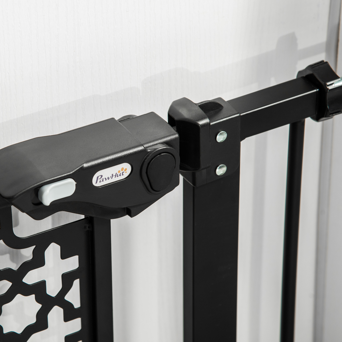 74-80 cm Pet Safety Gate Stair Pressure Fit w/ Auto Close Double Locking, Black