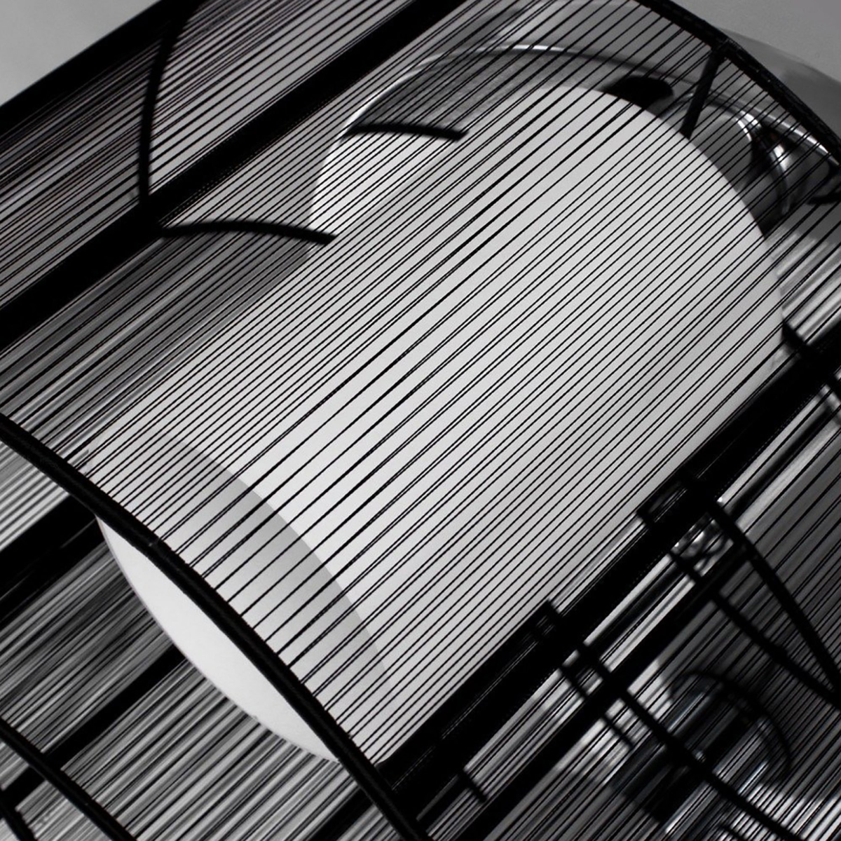 Chandelier, ?40x25H cm, Chrome/Fabric-Black