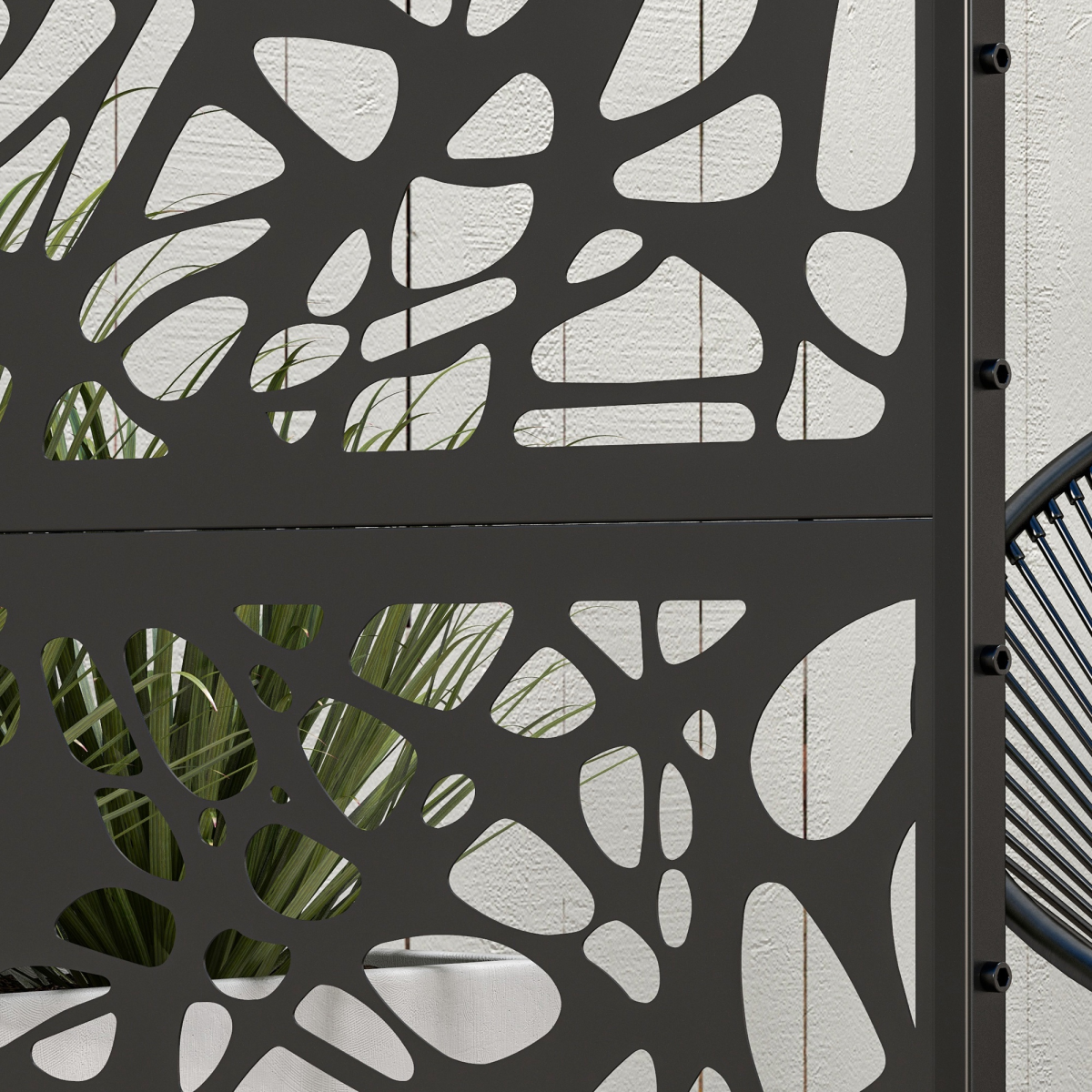 Outsunny 6.5FT Metal Outdoor Privacy Screen Panel with Stand, Twisted Lines