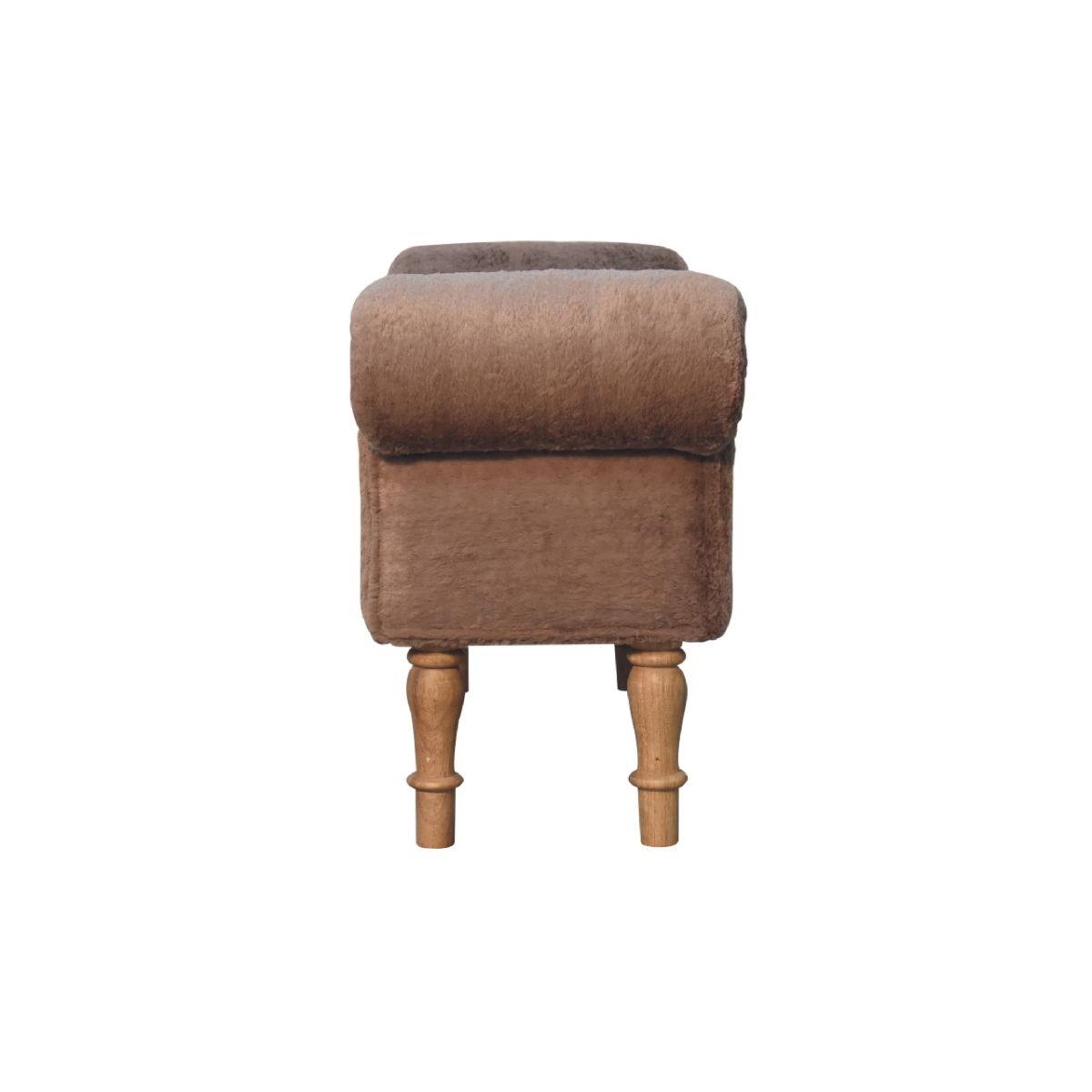 Artisan Furniture Solid Wood Mocha Faux Fur Bedroom Bench