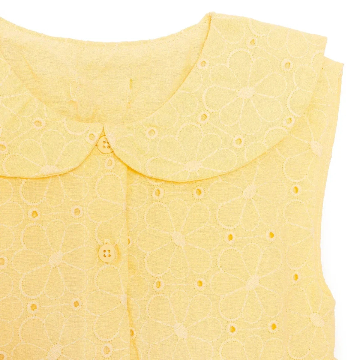 HelloBaby Girls Dress Buttoned Ditsy Flower Peter Pan Collar Short Sleeve - Yellow