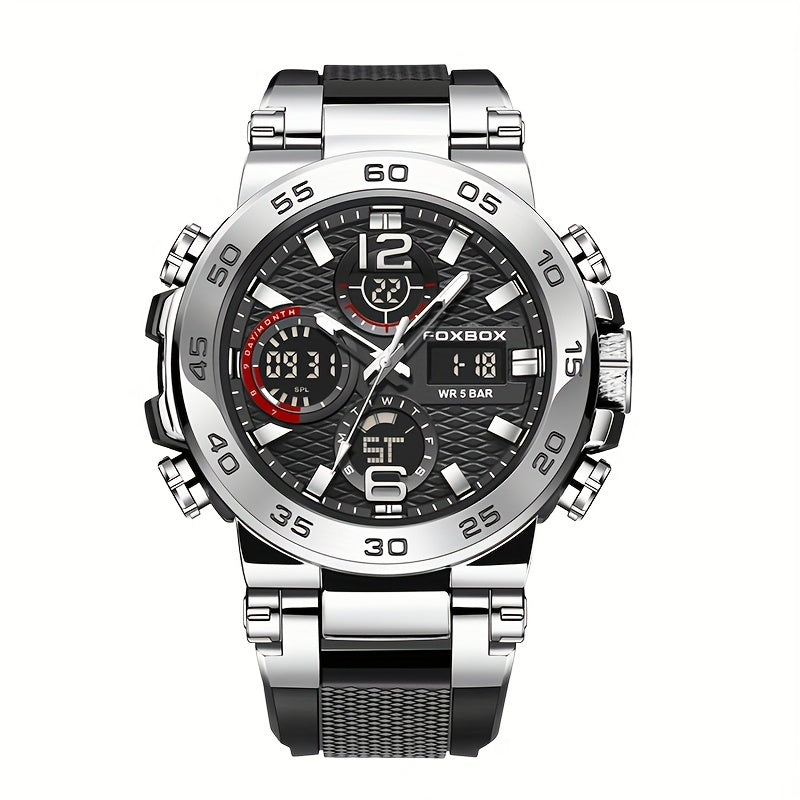 Men's Dual Display Digital Military Quartz Watch Featuring an Alarm Clock, Chronograph, And Multifunctional Luminous Capabilities