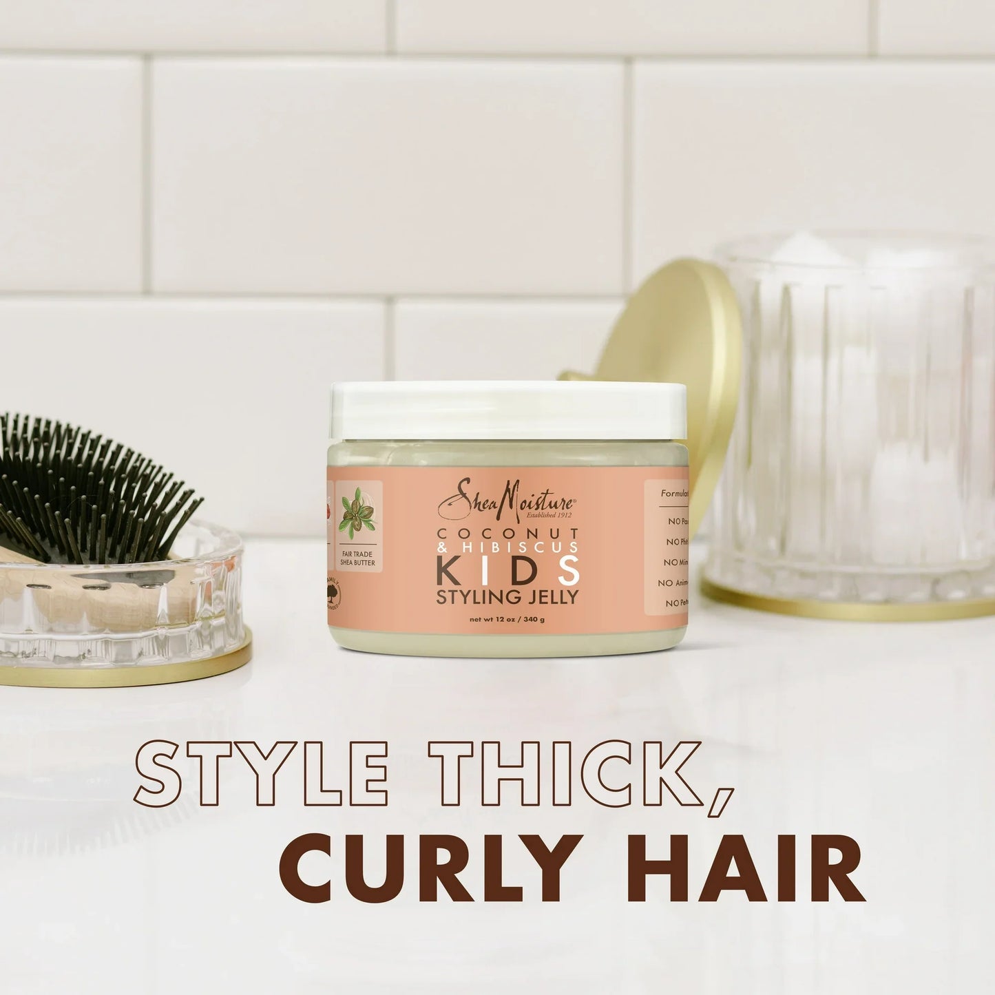 Shea Moisture Coconut & Hibiscus KIDS Styling Jelly 12 oz / 355 ml - For Kids' Curly Hair & Sleek Styles