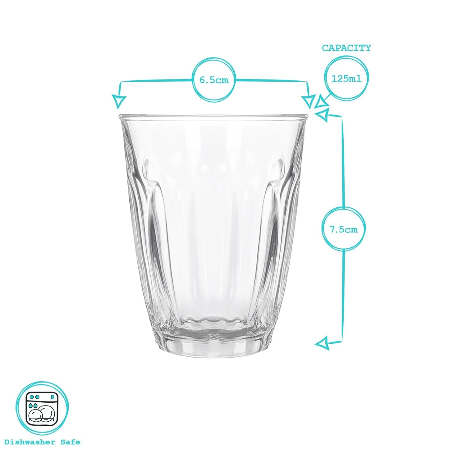 125ml Fluted Juice Glasses - Pack of 6