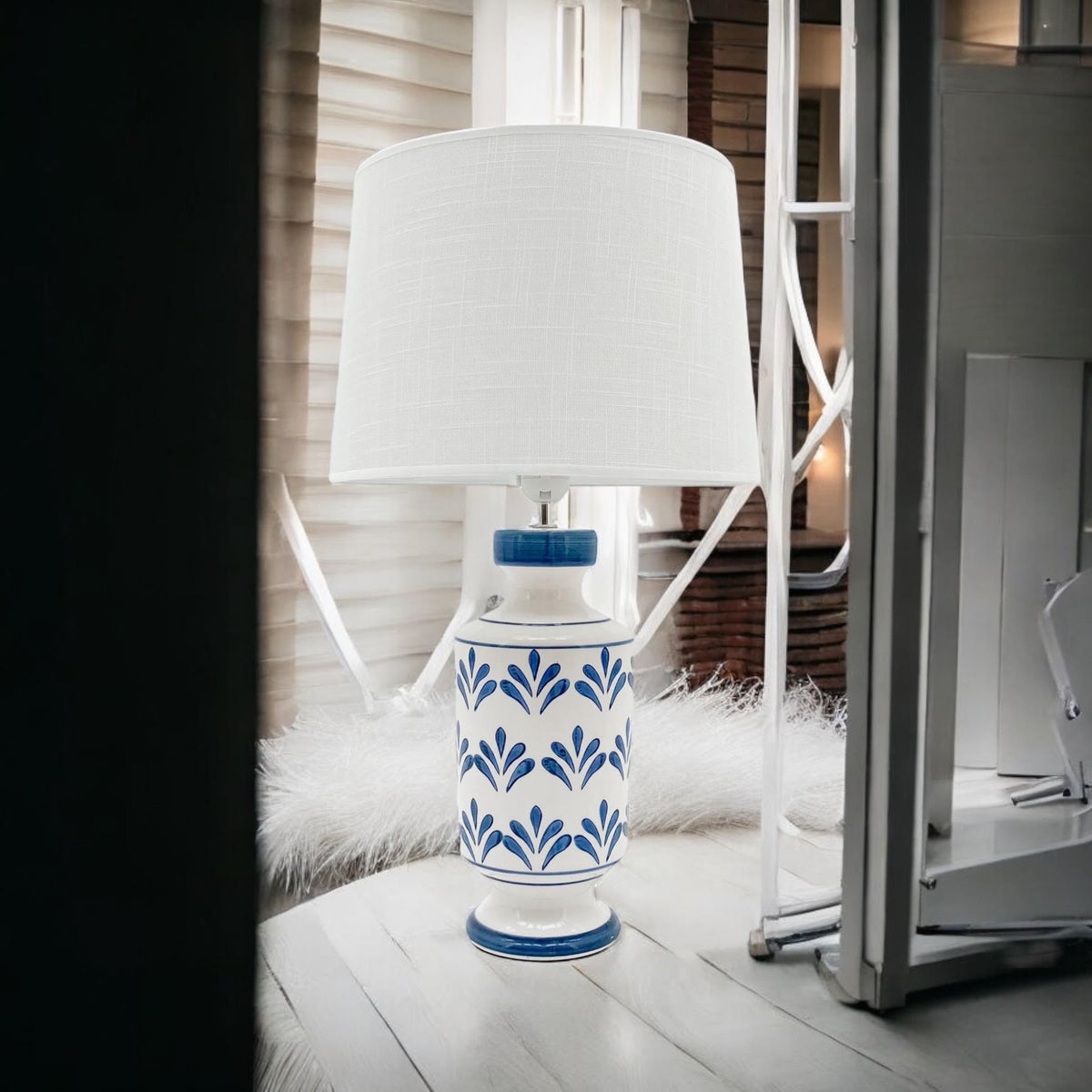 58CM TABLE LAMP AND FABRIC SHADE