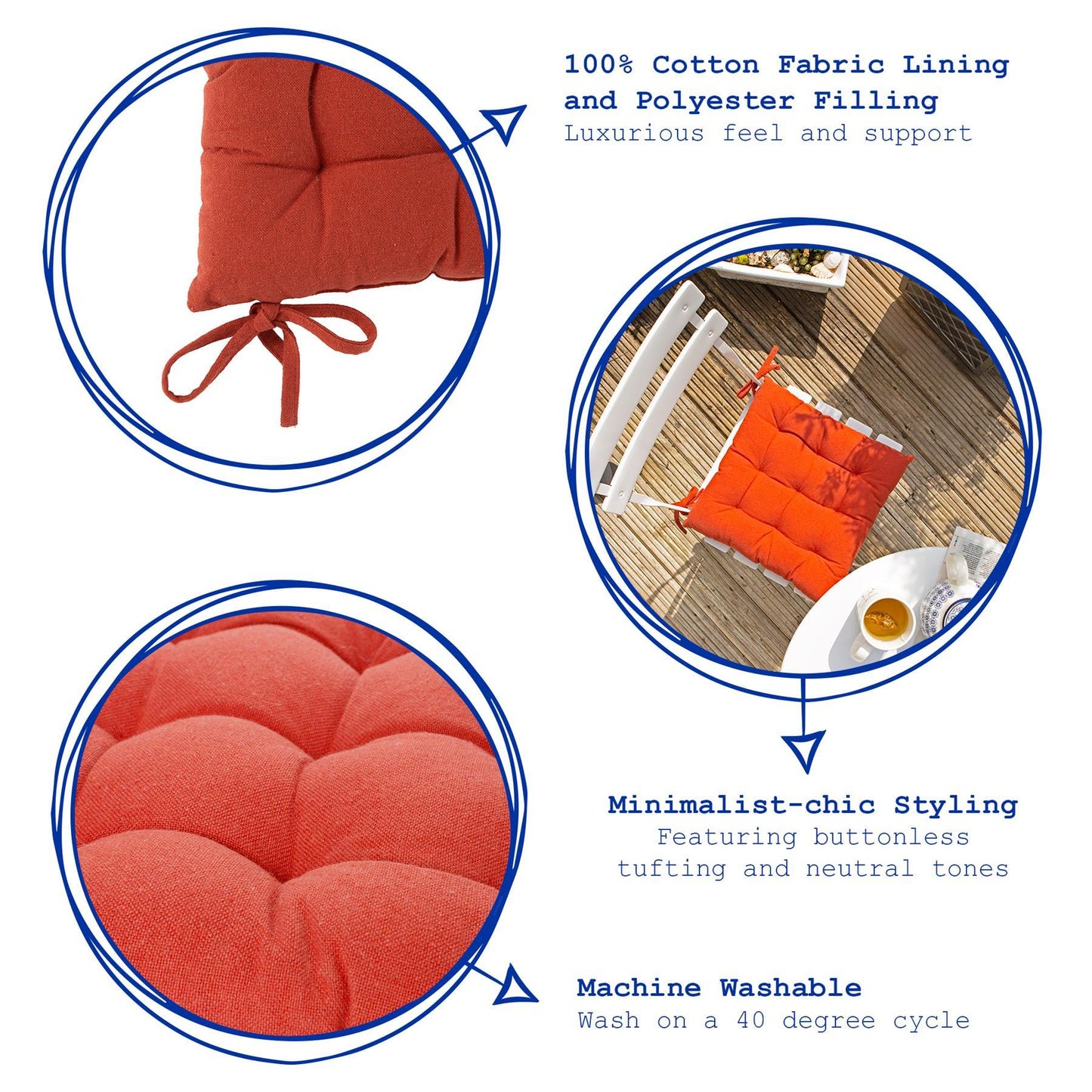 40cm Square Garden Chair Seat Cushion