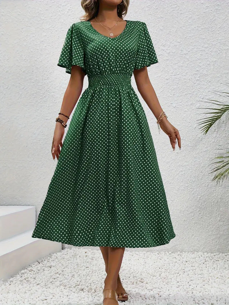 Women's Small Floral Print Short Sleeve Dress