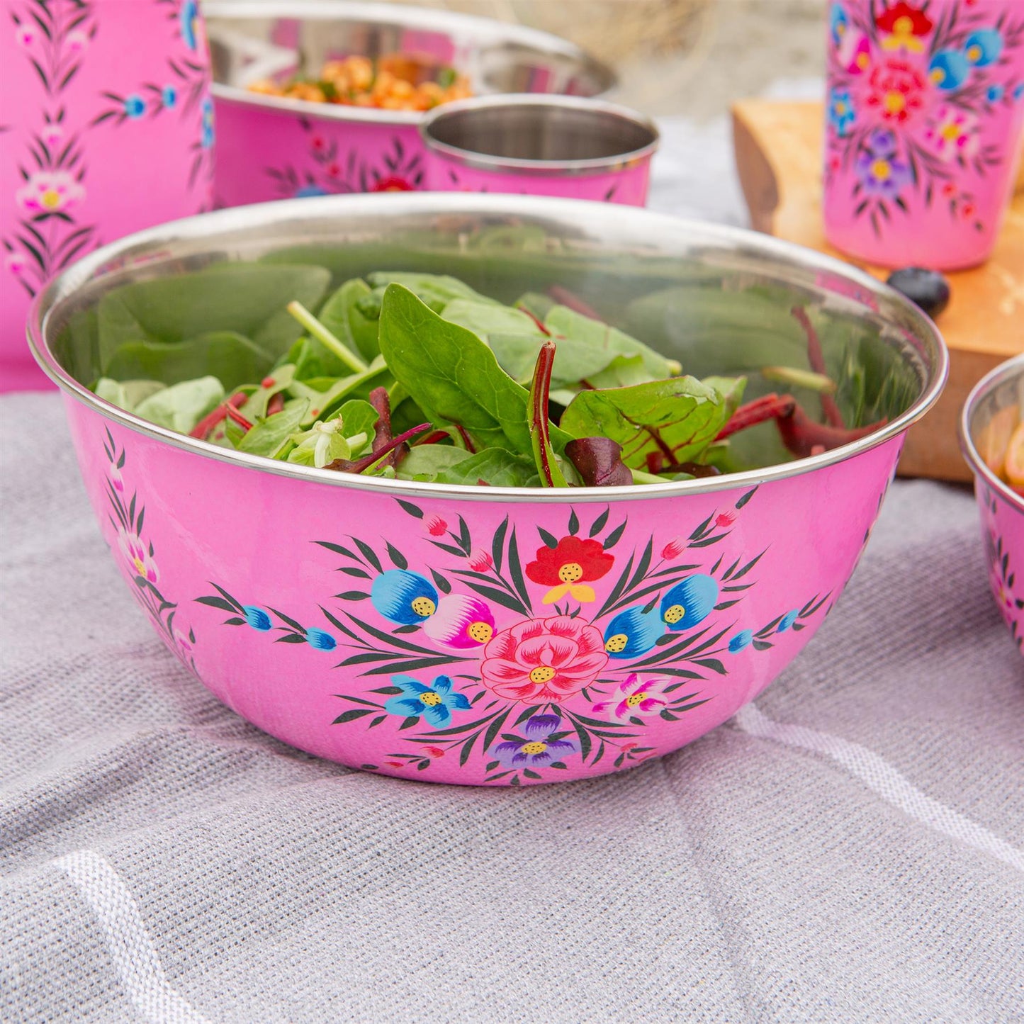Pansy 21.5cm Stainless Steel Picnic Bowl