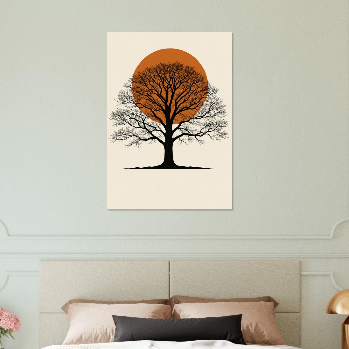 Oak Tree Sunset Wall Art – Minimalist Botanical Print, Earth Tone Nature Decor
