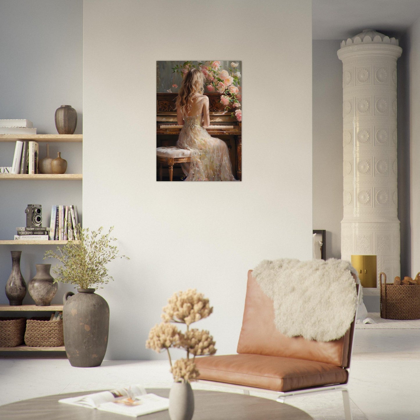 Romantic Piano Wall Art – Vintage Floral Music Print