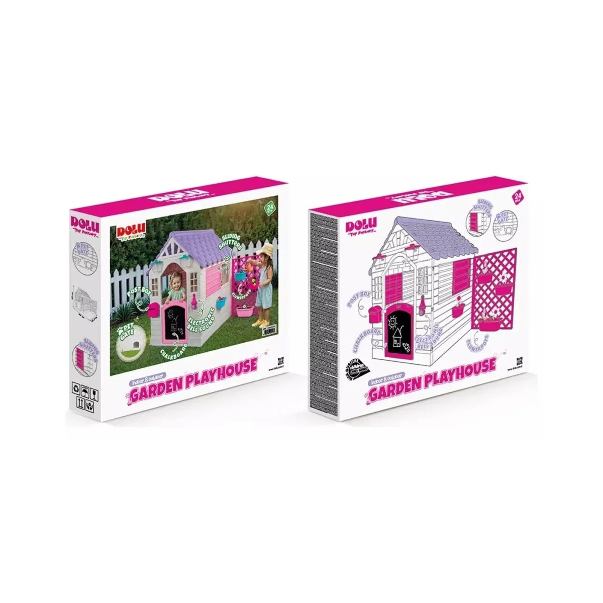 Dolu Deluxe Garden Playhouse with Fence – Pink